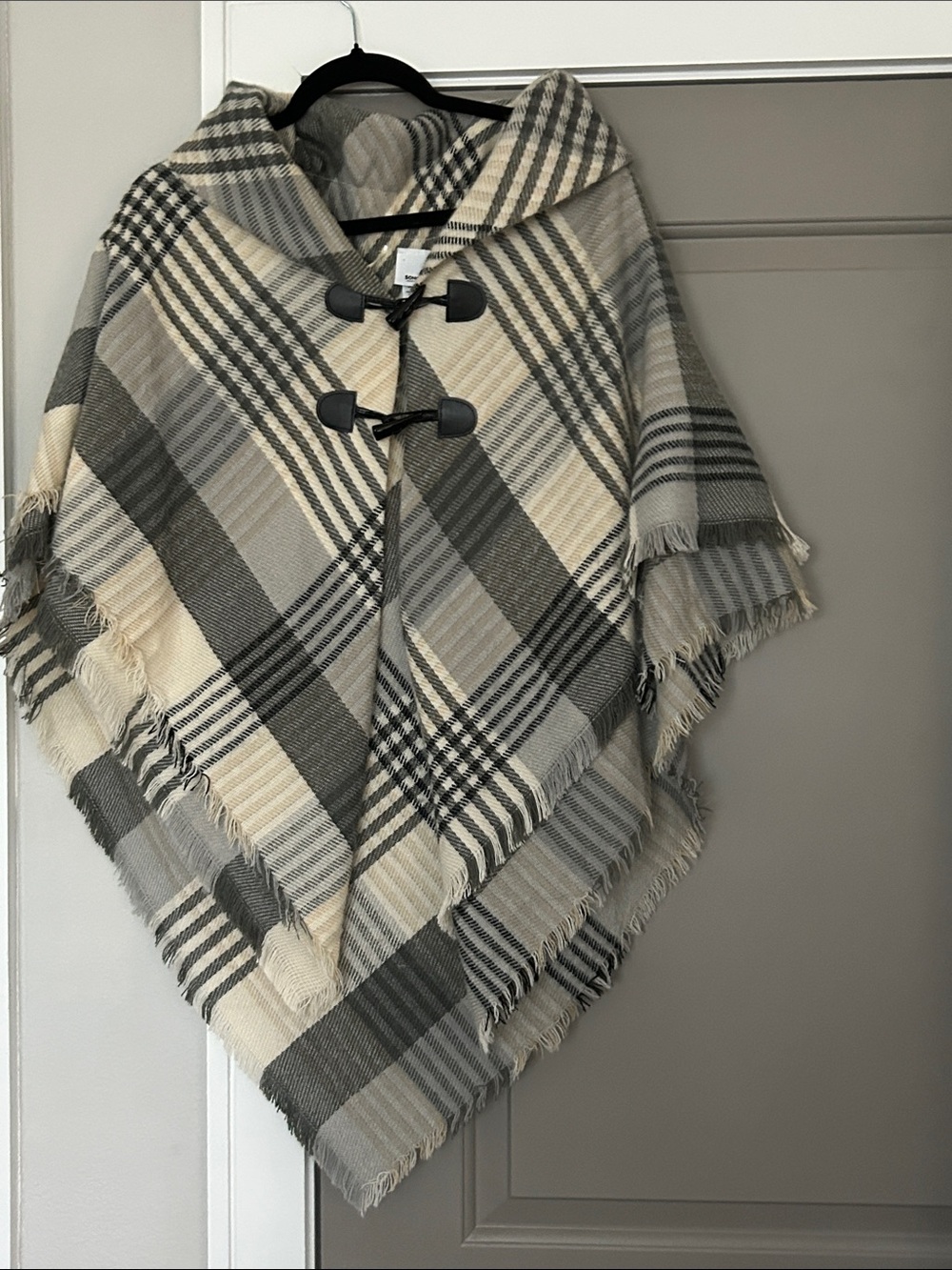 Sonoma Plaid Oversized Collar Poncho
